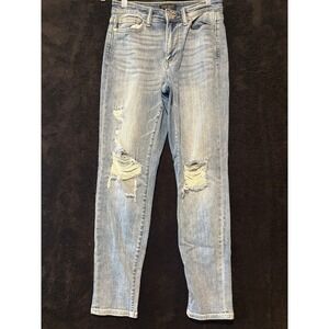 Judy Blue Los Angeles Boyfriend Fit Distressed Light Wash Denim Jeans Size 1/25